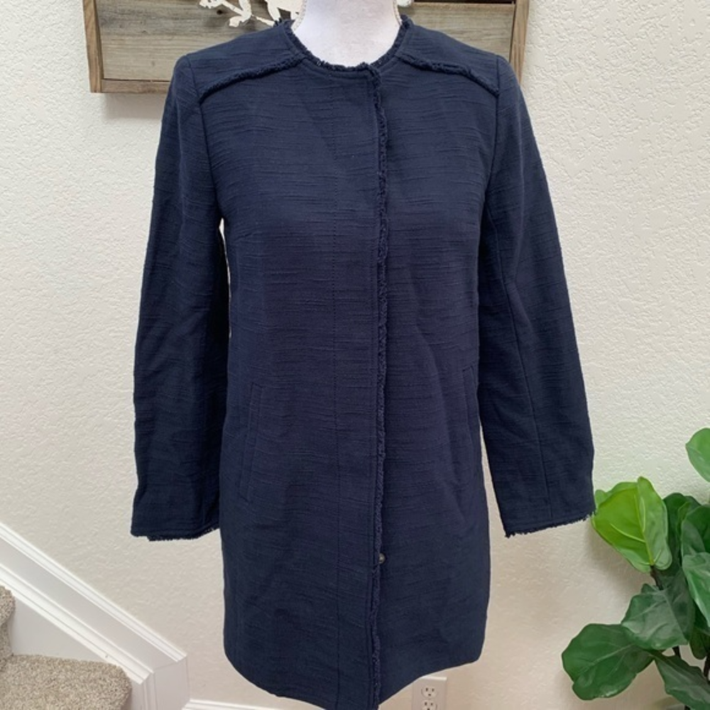 Banana republic navy‎ blue long jacket XXS NWT